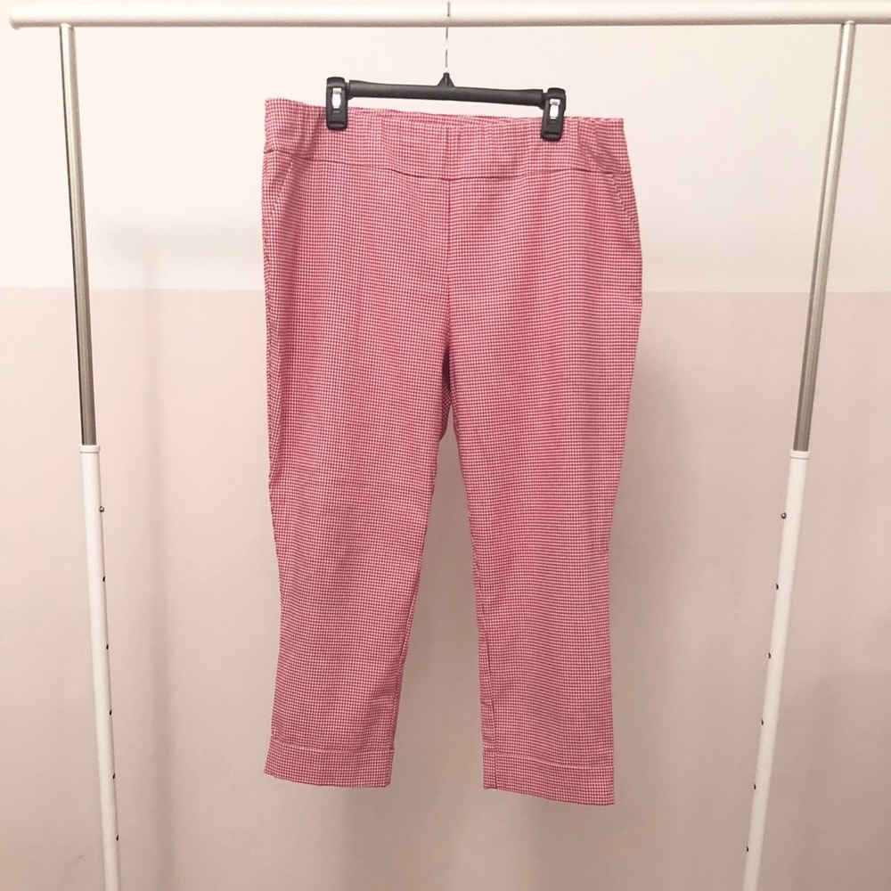 Red Picnic Check Pedal Pusher Crop Pant